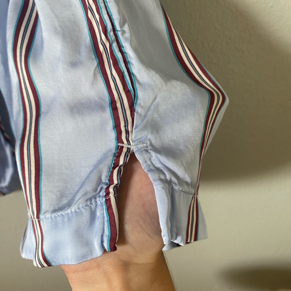 Aerie women's blue striped pajama matching set satin finish size small cozycore - Picture 12 of 12